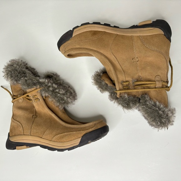 Lands End Ankle Boots Size 6.5 Suede Faux Fur - Picture 6 of 12